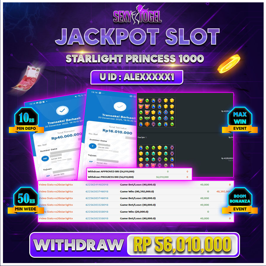SEXYTOGEL JACKPOT SLOT STARLIGHT PRINCESS 1000 Rp.56.010.000.,-LUNAS